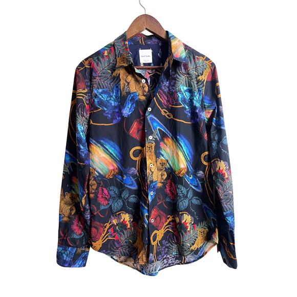 Paul Smith Explorer Print Shirt Lightweight Mens Medium - Picture 1 of 12